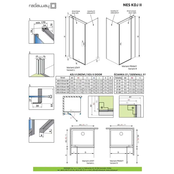 Душові двері NES KDJ II 120 праві, RADAWAY (10032120-01-01R)