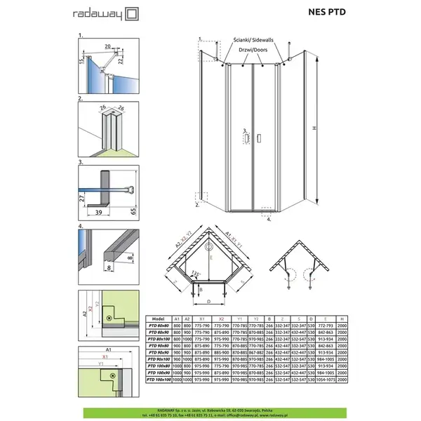 Комплект бокових стінок NES PTD 90 x 80 см, RADAWAY (10051200-01-01) Комплект бокових стінок NES PTD 90 x 80 см, RADAWAY (10051200-01-01)