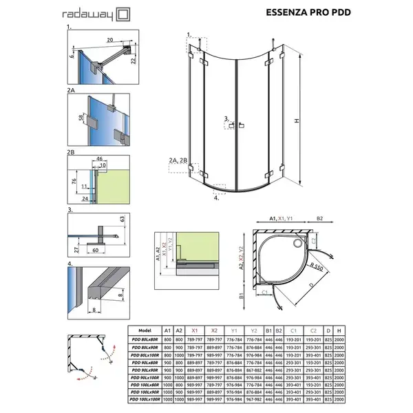 Душова кабіна напівкругла (половина) Essenza Pro Black PDD 90 ліва, RADAWAY (10095090-54-01L) Душова кабіна напівкругла (половина) Essenza Pro Black PDD 90 ліва, RADAWAY (10095090-54-01L)