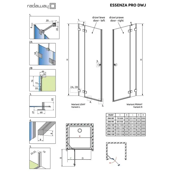 Душові двері Essenza Pro Gold DWJ 110 праві, RADAWAY (10099110-09-01R) Душові двері Essenza Pro Gold DWJ 110 праві, RADAWAY (10099110-09-01R)