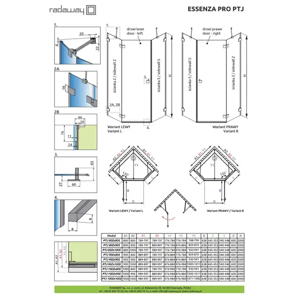 Душові двері Essenza Pro Gold PTJ ліві, RADAWAY (10100000-09-01L) Душові двері Essenza Pro Gold PTJ ліві, RADAWAY (10100000-09-01L)
