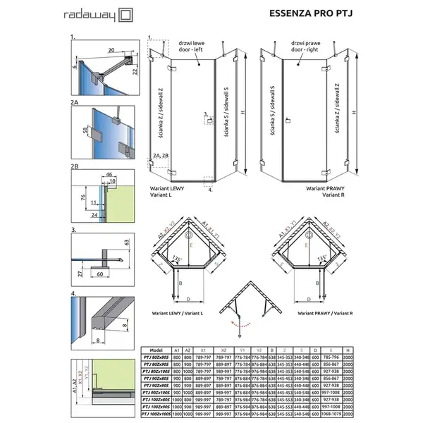 Radaway Essenza Pro Black PTJ Душевая дверь, черная (10100000-54-01L) Radaway Essenza Pro Black PTJ Душевая дверь, черная (10100000-54-01L)