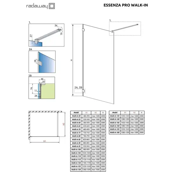Душова стінка Essenza Pro White Walk-in 50, RADAWAY (10103050-04-01) Душова стінка Essenza Pro White Walk-in 50, RADAWAY (10103050-04-01)
