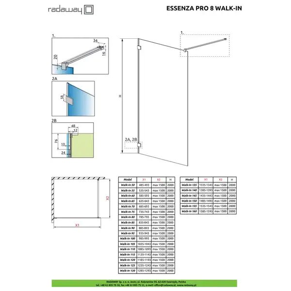 Душова стінка Essenza Pro 8 Gold Walk-in 90, RADAWAY (1012090-09-01) Душова стінка Essenza Pro 8 Gold Walk-in 90, RADAWAY (1012090-09-01)