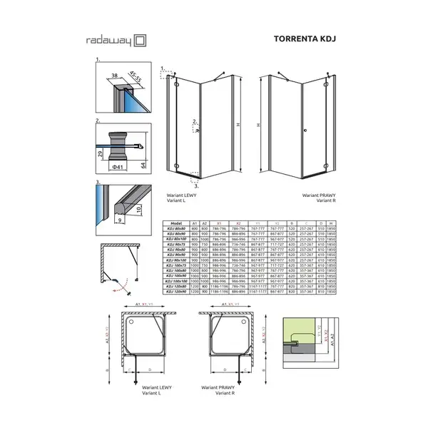 Душова кабіна прямокутна Torrenta KDJ 90 L×80, (32249-01-01NL) RADAWAY (132249-01-01L) Душова кабіна прямокутна Torrenta KDJ 90 L×80, (32249-01-01NL) RADAWAY (132249-01-01L)
