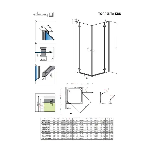 Душова кабіна квадратна Torrenta KDD 90L×90R, (32252-01-01N) RADAWAY (132252-01-01) Душова кабіна квадратна Torrenta KDD 90L×90R, (32252-01-01N) RADAWAY (132252-01-01)