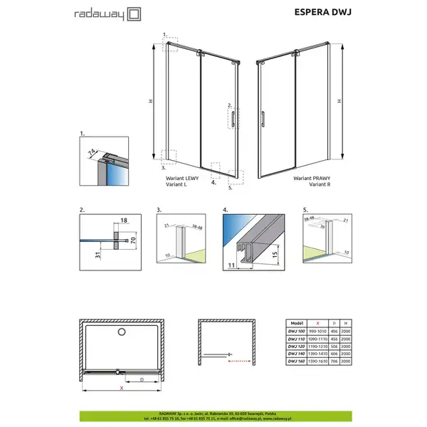Душові двері Espera DWJ 110 L RADAWAY (380111-01L) Душові двері Espera DWJ 110 L RADAWAY (380111-01L)