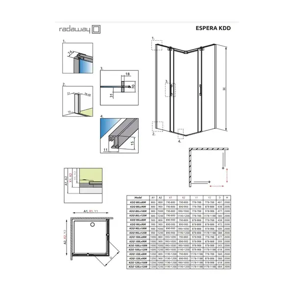 Radaway Espera KDD Кабина душевая 90 левая, хром/прозрачная (380151-01L)