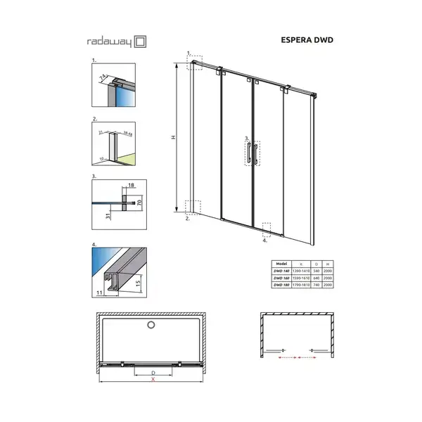 Душова стінка Espera DWD 140, RADAWAY (380224-01) Душова стінка Espera DWD 140, RADAWAY (380224-01)