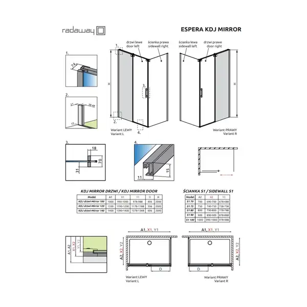 Душова стінка Espera KDJ Mirror 550 ліва, RADAWAY (380232-71L) Душова стінка Espera KDJ Mirror 550 ліва, RADAWAY (380232-71L)