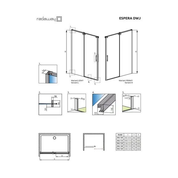 Душові двері Espera DWJ 795 праві, RADAWAY (380795-01R) Душові двері Espera DWJ 795 праві, RADAWAY (380795-01R)