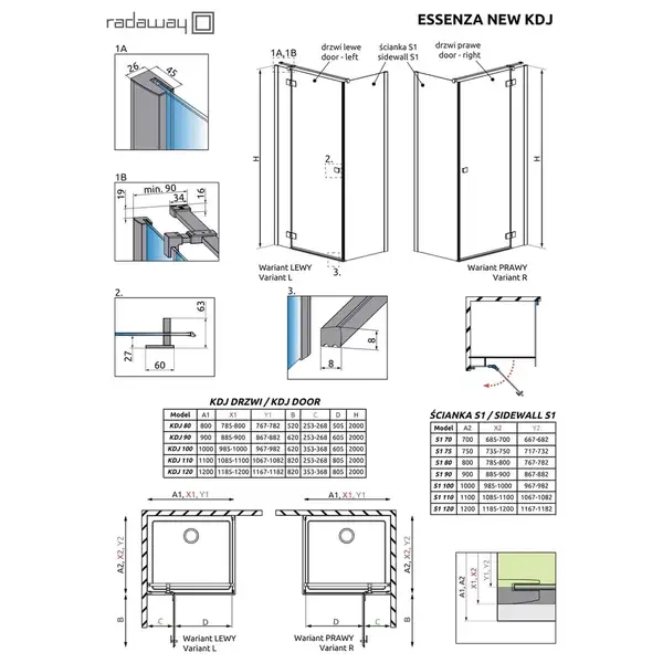Душові двері Essenza New KDJ 110 праві, RADAWAY (385041-01-01R)