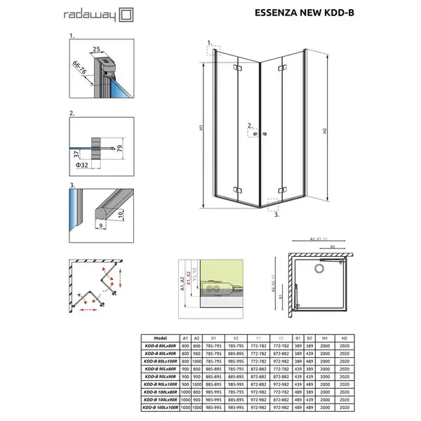 Душова кабіна (половина) Essenza New KDD-B 80 без порогу права, RADAWAY (385070-01-01RB) Душова кабіна (половина) Essenza New KDD-B 80 без порогу права, RADAWAY (385070-01-01RB)