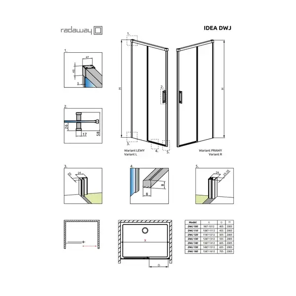 Radaway Idea DWJ 100 Дверь в нишу правая (387014-01-01R)