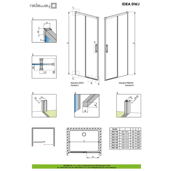 Душові двері Idea Gold DWJ 150 R RADAWAY (387019-09-01R) Душові двері Idea Gold DWJ 150 R RADAWAY (387019-09-01R)