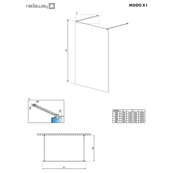 Душова стінка Modo X Black I 120 RADAWAY (388324-54-01) Душова стінка Modo X Black I 120 RADAWAY (388324-54-01)