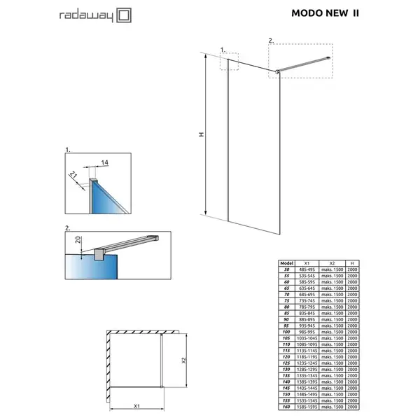 Radaway Modo New II Душевая стенка, хром (389105-01-01) Radaway Modo New II Душевая стенка, хром (389105-01-01)