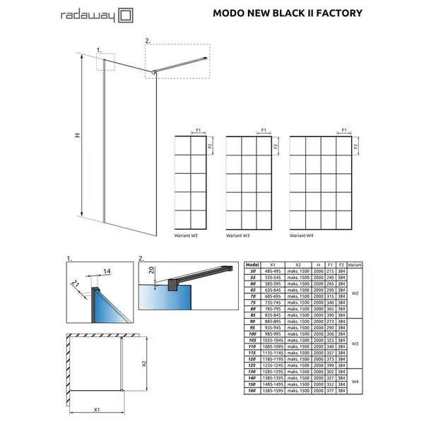 Душова стінка Modo New Black II 125 Factory RADAWAY (389125-54-55) Душова стінка Modo New Black II 125 Factory RADAWAY (389125-54-55)