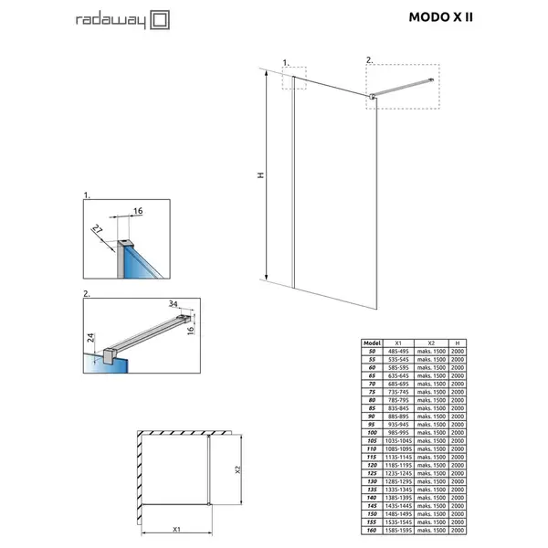 Душова стінка Modo X Black II 60 RADAWAY (389264-54-01) Душова стінка Modo X Black II 60 RADAWAY (389264-54-01)