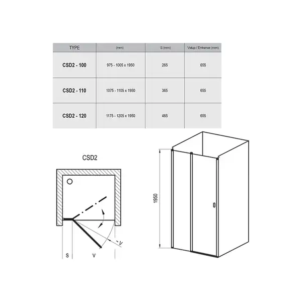 Ravak Chrome CSD2-120 Душевые двери, прозрачные (0QVGCC00Z1) Ravak Chrome CSD2-120 Душевые двери, прозрачные (0QVGCC00Z1)