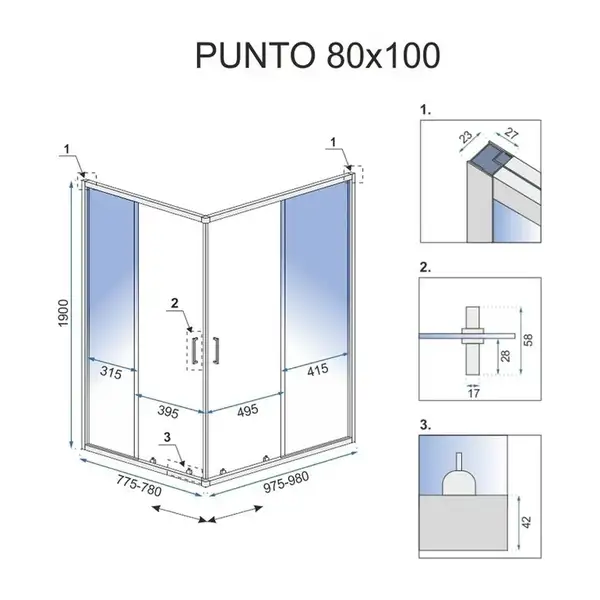 Душова Кабіна REA Punto Чорний 80x100 + Душовий Піддон Savoy Чорний KPL-4806-4087 Душова Кабіна REA Punto Чорний 80x100 + Душовий Піддон Savoy Чорний KPL-4806-4087