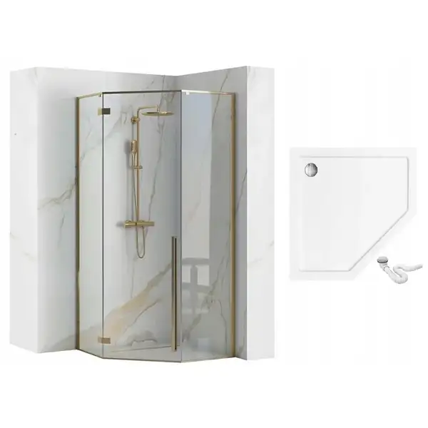 Душова Кабіна REA Золото 90x90 + Душевий Піддон REA 90x90 KPL-4904-8543 Душова Кабіна REA Золото 90x90 + Душевий Піддон REA 90x90 KPL-4904-8543