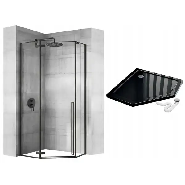 Душова Кабіна REA Чорний 90x90 + Душевий Піддон REA 90x90 KPL-5622-6522 Душова Кабіна REA Чорний 90x90 + Душевий Піддон REA 90x90 KPL-5622-6522