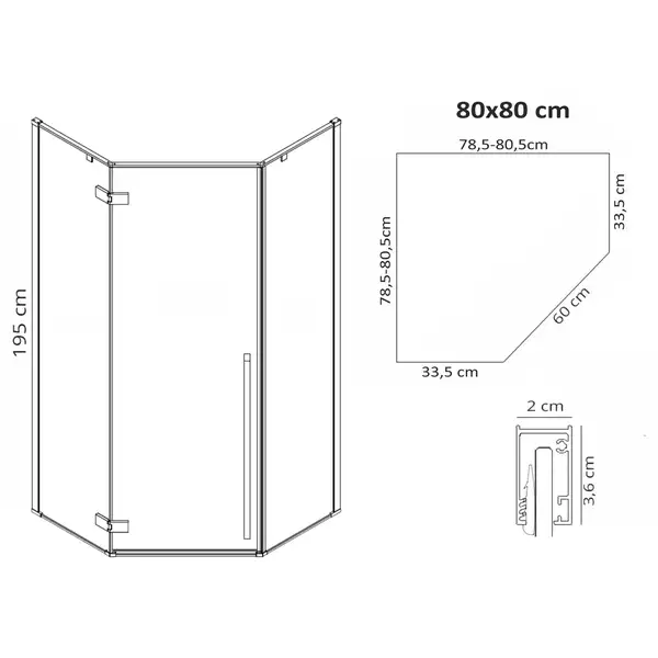 Душова Кабіна REA Чорний 80x80 + Душевий Піддон REA 80x80 KPL-6900-8544 Душова Кабіна REA Чорний 80x80 + Душевий Піддон REA 80x80 KPL-6900-8544
