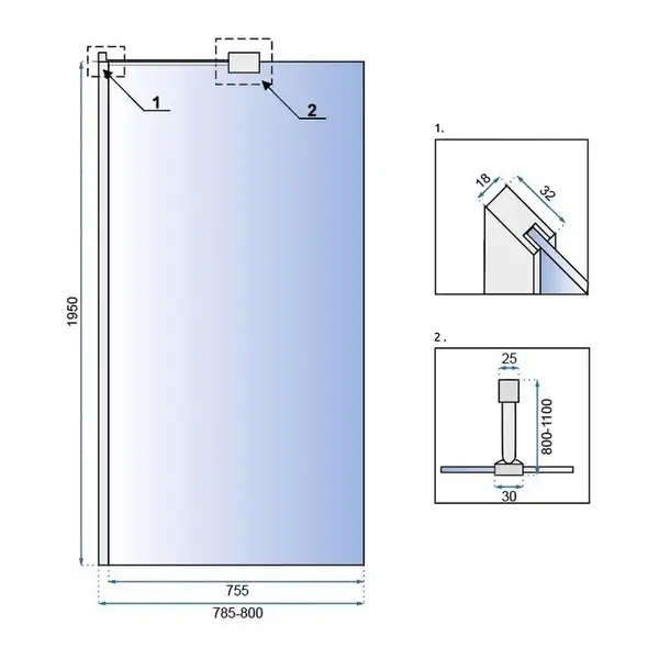 Душова Стінка REA Aero Хром 80 + EVO KPL-7552-08948 Душова Стінка REA Aero Хром 80 + EVO KPL-7552-08948