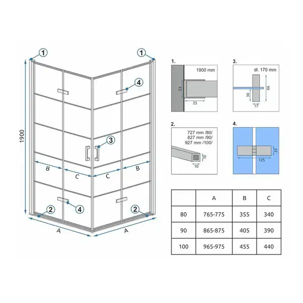 Душова Кабіна REA Molier Чорний Double 90x100 KPL-8538-6963 Душова Кабіна REA Molier Чорний Double 90x100 KPL-8538-6963