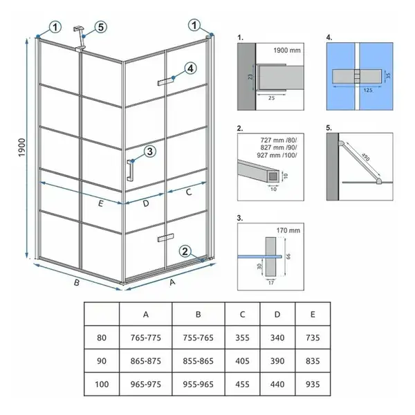 Душова Кабіна REA Molier Чорний 90x80 KPL-8538-8412 Душова Кабіна REA Molier Чорний 90x80 KPL-8538-8412