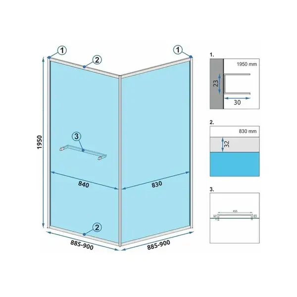 Душова Кабіна REA Space In Чорний 90x90 + Душовий Піддон Чорний Savoy KPL-8881-4803