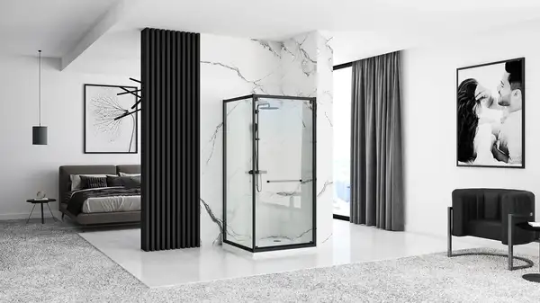 Душова Кабіна REA Space In Чорний 80x100 + Душовий Піддон Savoy Чорний KPL-8882-4087