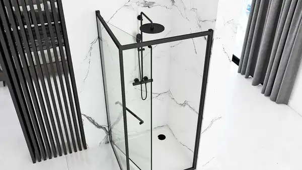 Душова Кабіна REA Space In Чорний 80x100 + Душовий Піддон Savoy Чорний KPL-8882-4087