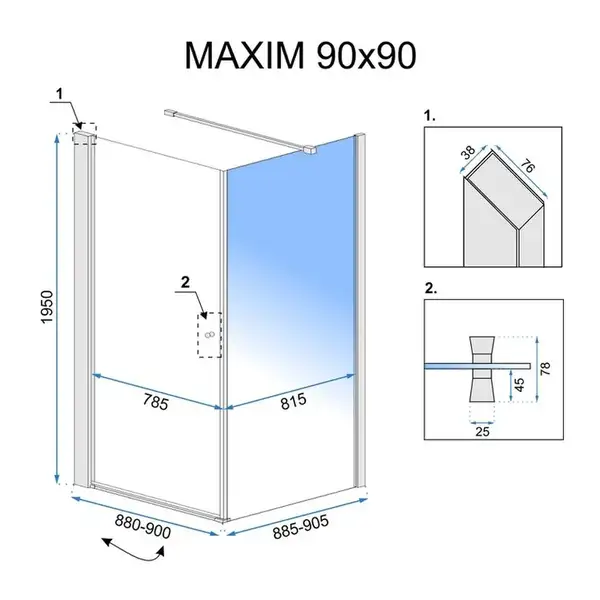 Душова кабіна REA MAXIM 90х90 P (REA-K0267) Душова кабіна REA MAXIM 90х90 P (REA-K0267)
