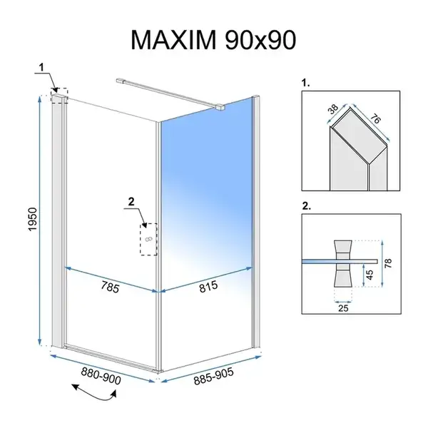 Душова кабіна REA MAXIM 90х90 P (REA-K0267) Душова кабіна REA MAXIM 90х90 P (REA-K0267)