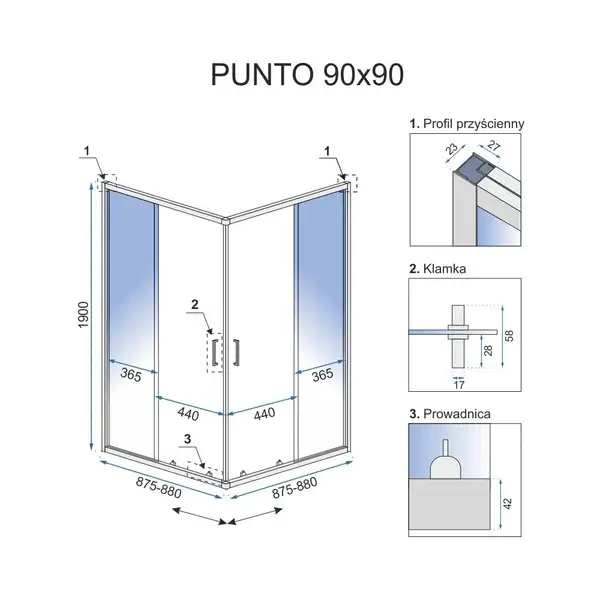Душевая кабина REA PUNTO 90х90 (REA-K0867) Душевая кабина REA PUNTO 90х90 (REA-K0867)