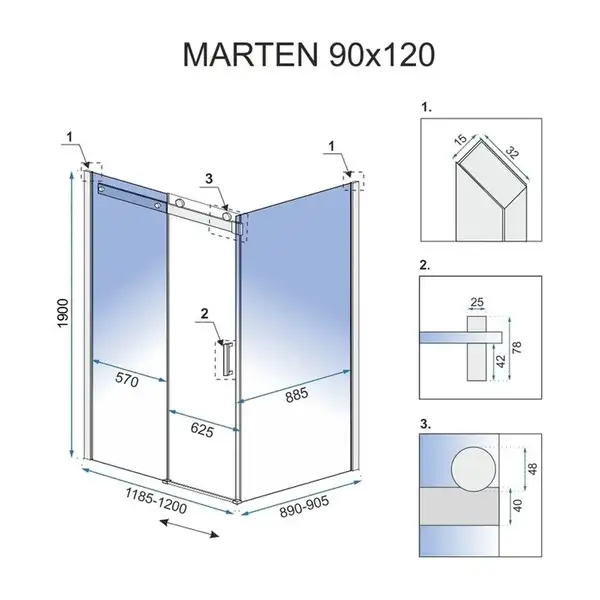 Душова Кабіна REA Marten 90x120см REA-K4002 Душова Кабіна REA Marten 90x120см REA-K4002