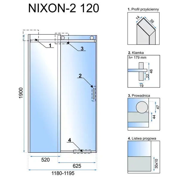 Душевая дверь REA NIXON-2 120 L CHROME (REA-K5002)