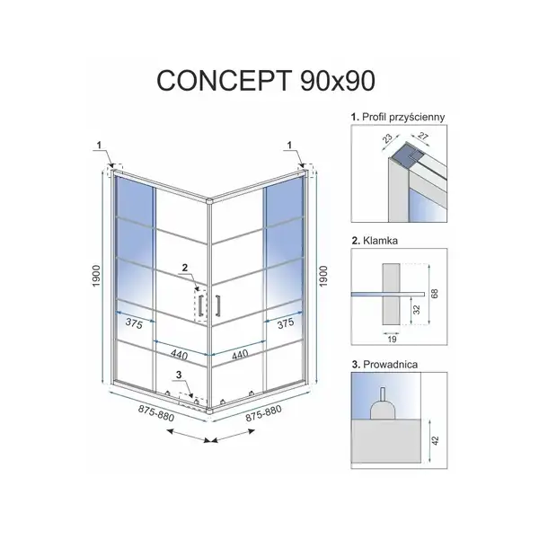 Душевая кабина REA CONCEPT BLACK 90х90 (REA-K5478) Душевая кабина REA CONCEPT BLACK 90х90 (REA-K5478)
