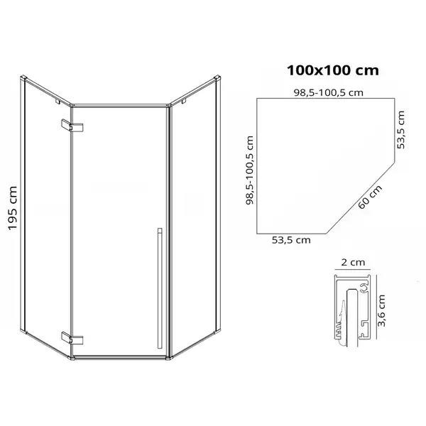 Душевая кабина REA DIAMOND BLACK MAT 100х100 (REA-K5623)