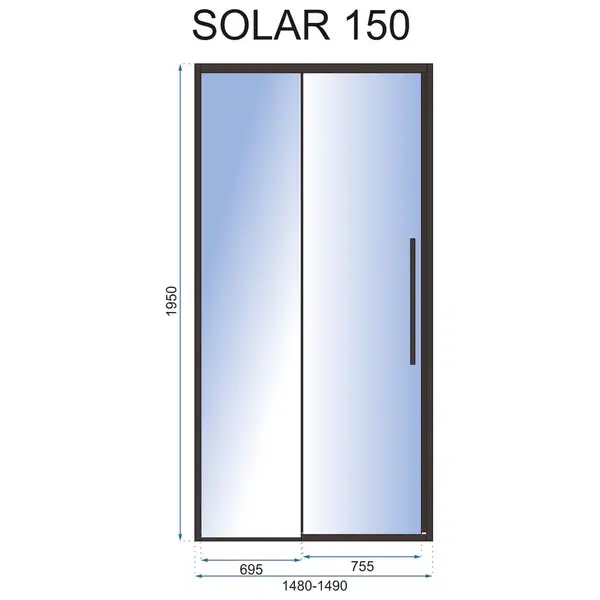 Душевая дверь REA SOLAR BLACK 150 (REA-K6360)