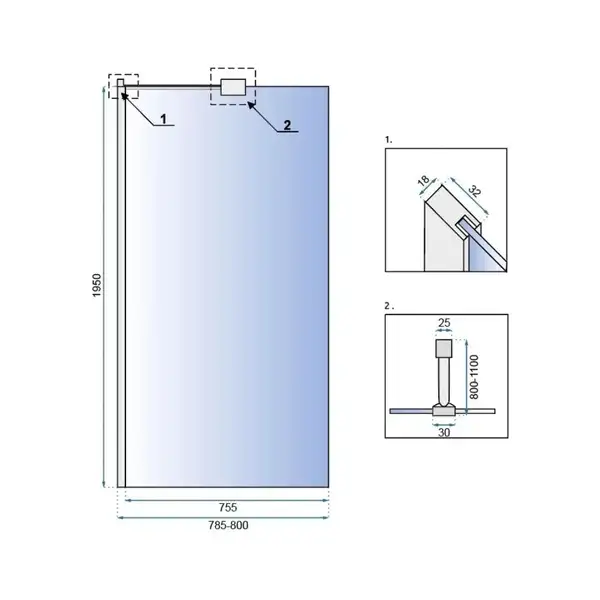 Душевая стенка REA AERO N 80 CHROME (REA-K7552) Душевая стенка REA AERO N 80 CHROME (REA-K7552)