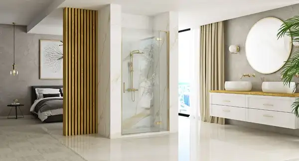 Душевая дверь REA HUGO BRUSHED GOLD 100 (REA-K8413) Душевая дверь REA HUGO BRUSHED GOLD 100 (REA-K8413)