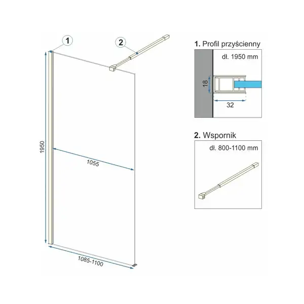 Душевая стенка REA AERO 110 GOLD (REA-K8441)