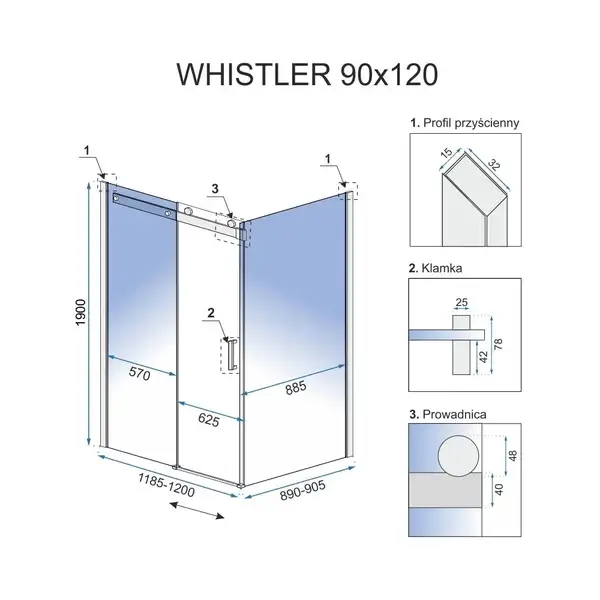 Душевая кабина REA WHISTLER 90X120 (REA-K8971)