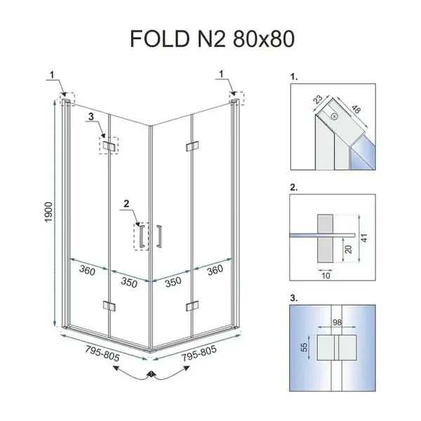 Душевая кабина REA FOLD N2 80х80 (REA-K9990)