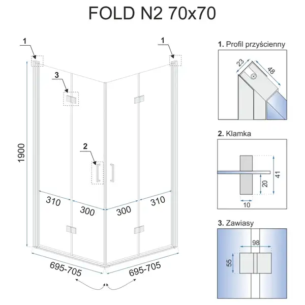 Душевая кабина REA FOLD N2 80х80 (REA-K9990)