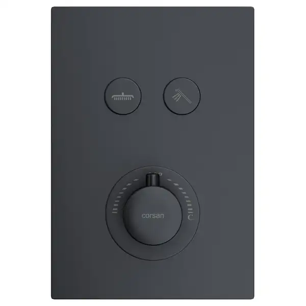 Душовий гарнітур прихованого монтажу Corsan Plomeria BLACK+BOX чорний з термостатом (646994)