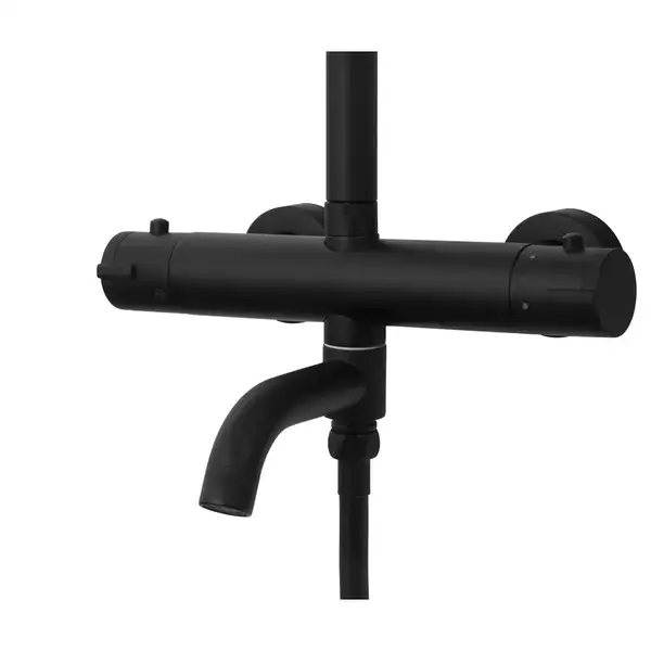 Душовий гарнітур Corsan LUGO BLACK MATT з термостатом та виливом (CMN017) Душовий гарнітур Corsan LUGO BLACK MATT з термостатом та виливом (CMN017)